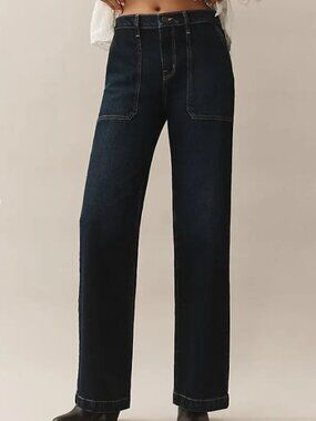 NWT Modern American Farrah Long Utility Full Jeans | Blue | Size 27